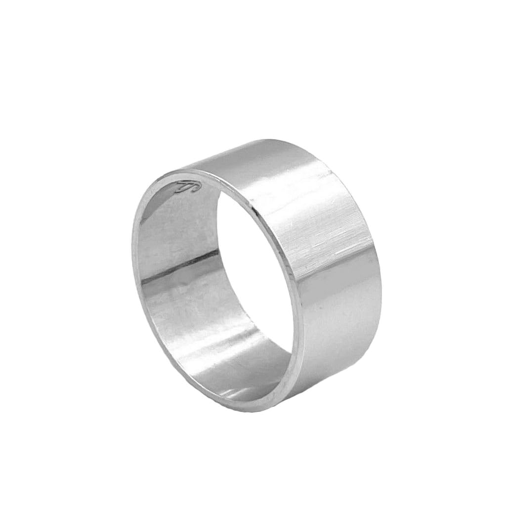 Anello a Fascia Larga Argento 925 Spesso Donna Uomo 10 mm Liscio Personalizzabile Personalizzato Incisione Made in Italy