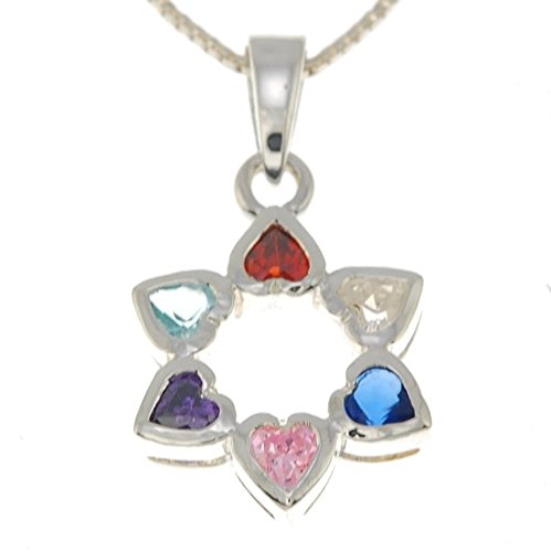 Stella di David ciondolo con cristalli multi colori Harts con catenina in argento 925