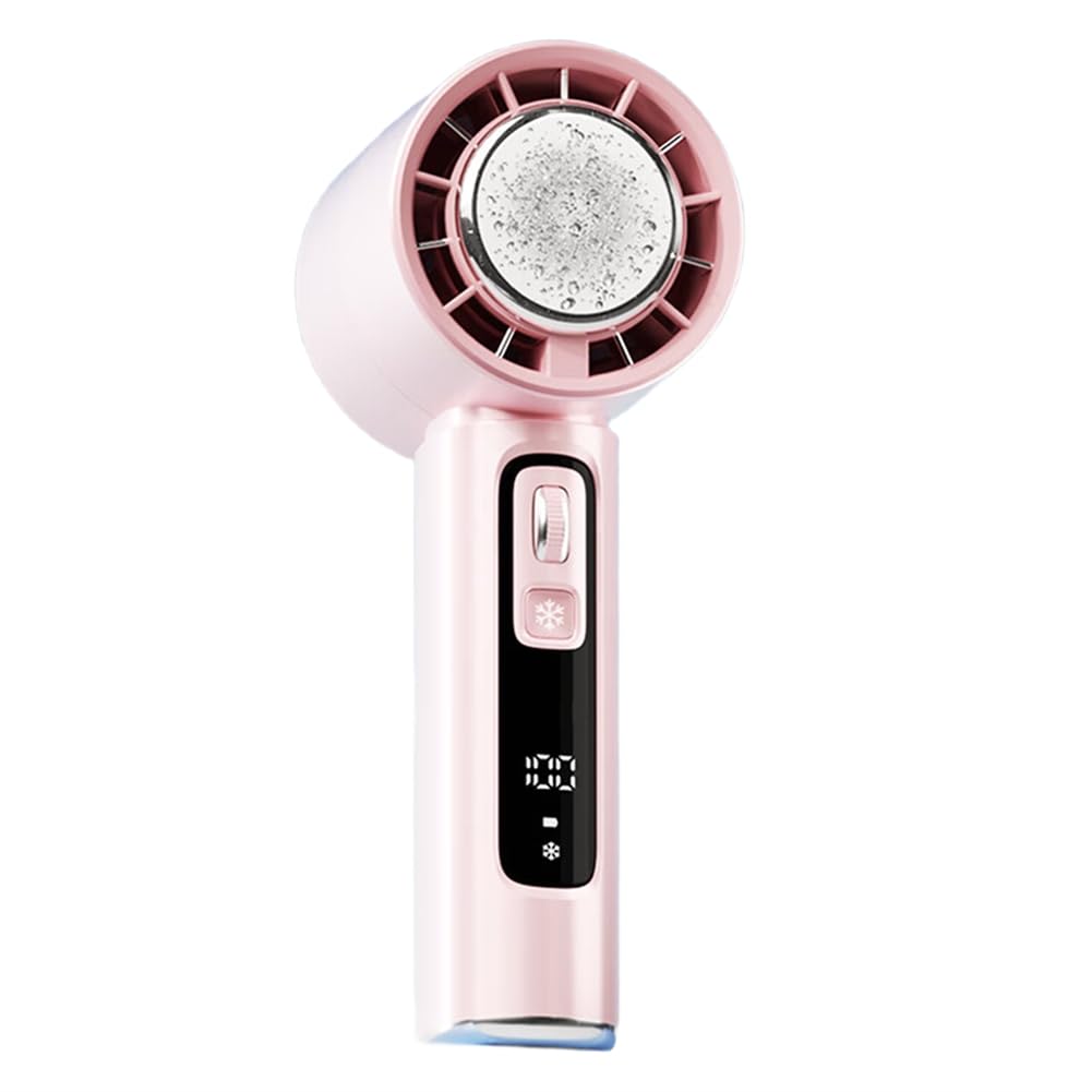 Ventilateur portable turbo avec écran LED pour un refroidissement intense en été rose