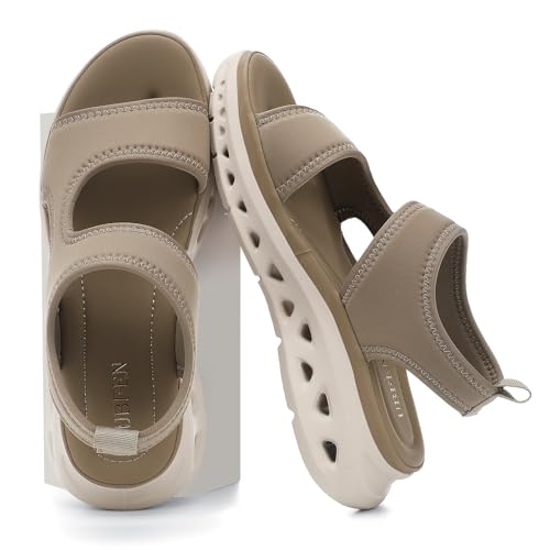 UBFEN Womens Walking Sandals Comfortable Lightweight Stretch Slip On Breathable Soft Cushion Wedge Casual Beach Travel Summer4