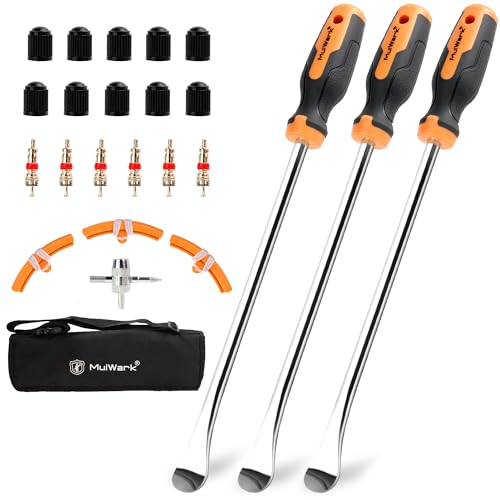 MULWARK Tire Spoons 14.5 Inches Motorcycle Tire Changer Durable Chrome Vanadium Steel Tire Changing Kit Includes Rim Protectors Easy to Use Tire Iron