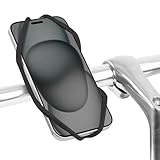 新登場 BONE Bike Tie 5 自転車 スマホホルダー スタンド シリコン スマホ自転車ホルダー ロードバイク すまほ ホルダー じてんしゃ 携帯ホルダー スマホ 固定 落下防止 防振 振動吸収 簡単取付 ママチャリ スクーター 手帳型 リング対応, iPhone 17 16 16Plus Pro Max 15/14/13, 4.7〜7.2インチ ハンドル型 黒 ブラック