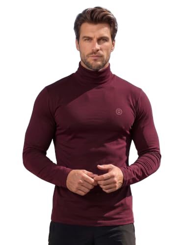 Image of CHKOKKO Winter Wear Cotton Plain Full Sleeve Turtle Neck Regular Fit T Shirt For Men