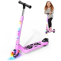 SISIGAD Kid Electric Scooter 6-8-10-12 Years 5.3 Inch with Colourful LED Light & 3 Adjustable Heights, Children's Electric Scooter Max Load 70 kg, Max Speed 10 km/h
