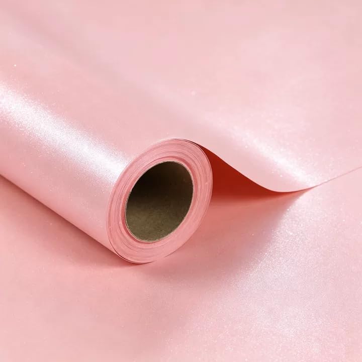 BIOBROWN Pink Valentine Wrapping Paper,76cm X 10m,Solid Color Pearly-Lustre Gift Wrapping Paper Jumbo Rolls for Wedding, Valentine's Day, Birthday, Baby Shower