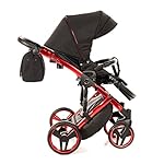 Original Junama Diamond Individual Reisesysteme Kinderwagen 2in1 3in1 4in1 + Schlafsack + Handmuff + Sonnenschirm + Originalzubehör (2in1, Rot-Schwarz 01)