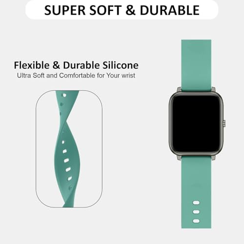 Image of HUMBLE Soft Silicone 19mm with Black Metal Buckle Strap for Smartwatch Compatible with Noise Colorfit Pro 2 /Oxy /Pulse /Beat, Boat Storm Smart Watch & Watches with 19mm Lugs-Olive Green
