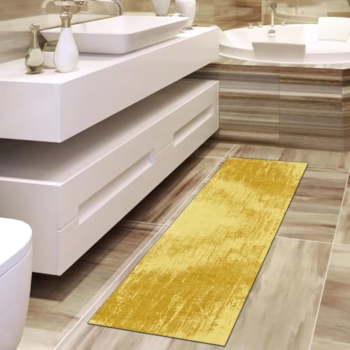 Alfombra antideslizante amarilla de pasillo: la solución lavable y abstracta contra resbalones 4