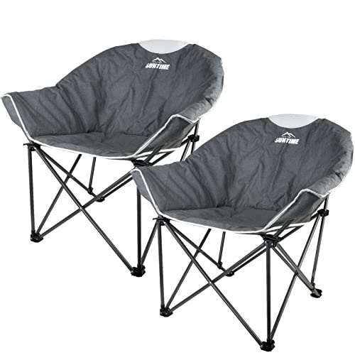 Suntime - Silla de sofá acolchada de gran tamaño, portátil, estable, cómoda, plegable, para camping, senderismo, bolsa de transporte (color gris, 2 unidades)