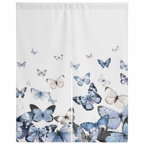 のれん 目隠し 遮光 暖簾 間仕切り グラデーション 田園風 ちょう 厚手 防寒 防音 断熱 ロング 半間のれん リビング 和風 カーテン プライバシー保護 玄関 キッチ リビング 飲食店 出入り口 室内インテリア 温泉 施設向け バスルーム 階段 脱衣所