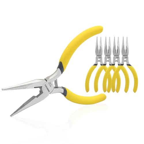 BOOSDEN 5 Needle Nose Pliers, Long Nose Pliers Set with Side Cutter,Mini Fine Needle Nose Pliers with Comfort Grip, Precision Small Needle Nose Plier for Electronics, Craft, Jewelry Making, 5 Pack