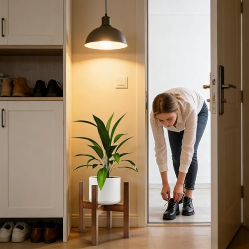 Support pour plante d'intérieur réglable en bois pour pots de 20 à 30 cm - 4