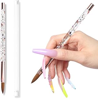 Modelones Kolinsky Acrylic Nail Brush, 2022 Newest Nail Brushes for Acrylic Application, 100% Pure Kolinsky Sable Hair, Rose Gold Liquid Glitters Handle, Nail Art Brush for Acrylic Powder - Size 8