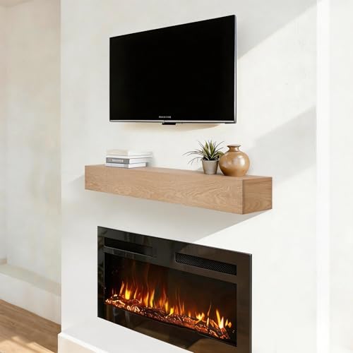 Red Oak Fireplace Mantel, 48x8x6 Solid American Oak Mantel, Natural Color