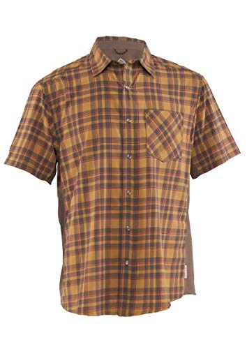 Club Ride Detour Men's Short Sleeve Snap Down Top, Khaki/Cayenne, X-Large