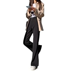 High Waist Slim Female Suit Pants Casual Pockets Split OL Wide Leg Pants Summer Women Long Trousers