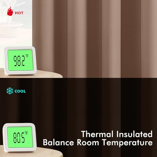 Image of MIULEE Blackout Curtains for Bedroom Living Room 2 Panels, Thermal Insulated Room Darkening Drapes Grommet Noise Reducing Light Blocking Window Treatments 63 Inches Long 40x63 Inch Cappuccino