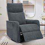 Trustyue Swivel Rocker Recliner Chair, 360° Swivel Recliner with Heat and Massage, Rocker Recliner Nursery Glider Chair with Side Pockets for Living Room (Grey, Fabric)
