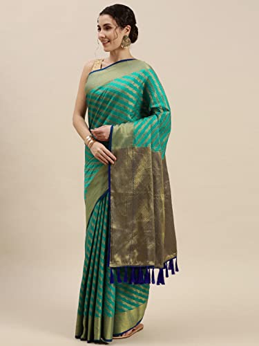 Image of Panzora Women's Banarasi Silk Woven Zari Work Saree With Unstitched Blouse Piece