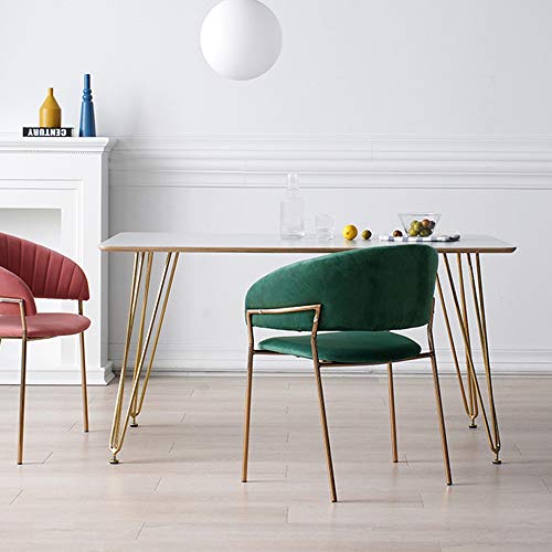 Teerwere Dining Chair Dining Chair With Armrests Pink/Brass 61 X 49.5 X 76.5 Cm Kitchen Chair Set Of 4 With Fine Velvet Dining Room Furniture Home Chair (Color : Pink, Size : 61X49.5X76.5Cm) #TOP3