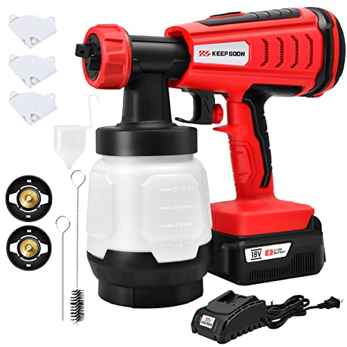 Keepsoon Paint Sprayer, Cordless Paint Sprayer For House Painting,4.0A Lithium Battery Paint Gun, Hvlp Paint Sprayer,1000Ml, 3 Pattern, Paint Gun For Home Interior, Exterior, Furniture, Fence #TOP1