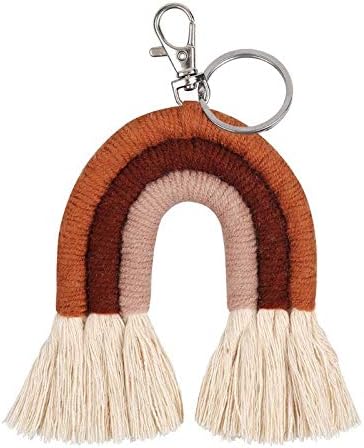 Keyring Keychain Weaving Rainbow Keychains for Women Boho Handmade Key Holder Keyring Macrame Bag Charm Car Hanging Jewelry Gifts Key Chains Keyrings Keychains Key Chains Key Rings (Color : KEY47)