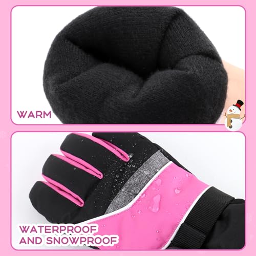 Image of Duoyeree Kids Waterproof Ski Gloves Warm 5-Fingered Winter Accessories for Boys & Girls Aged 4-13.