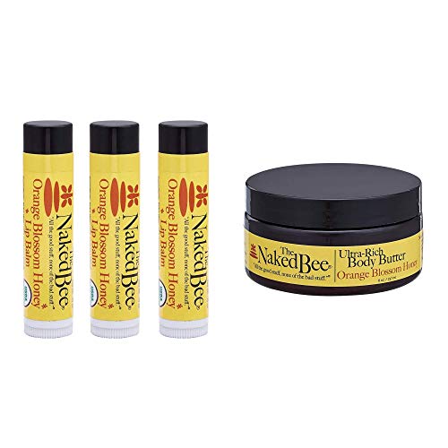 The Naked Bee Organic Orange Blossom Honey Lip Balms + The Naked Bee Orange Blossom Honey Ultra-Rich Body Butter 8oz
