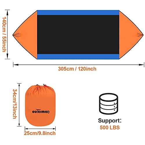 Outerman Camping Hammock With Mosquito Net, Portable Single Hammock With Tree Straps, Easy Setup, Lightweight Nylon Parachute Hammocks For Indoor, Outdoor, Backpacking, Travel, Patio, Hiking (Blue) #TOP3