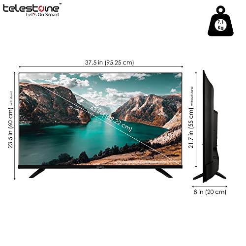 Image of TELESTONE 109 cm (43 Inch) Bezel Less Ultra Bright Display with 178 Wide Viewing Angle Full HD Smart LED TV