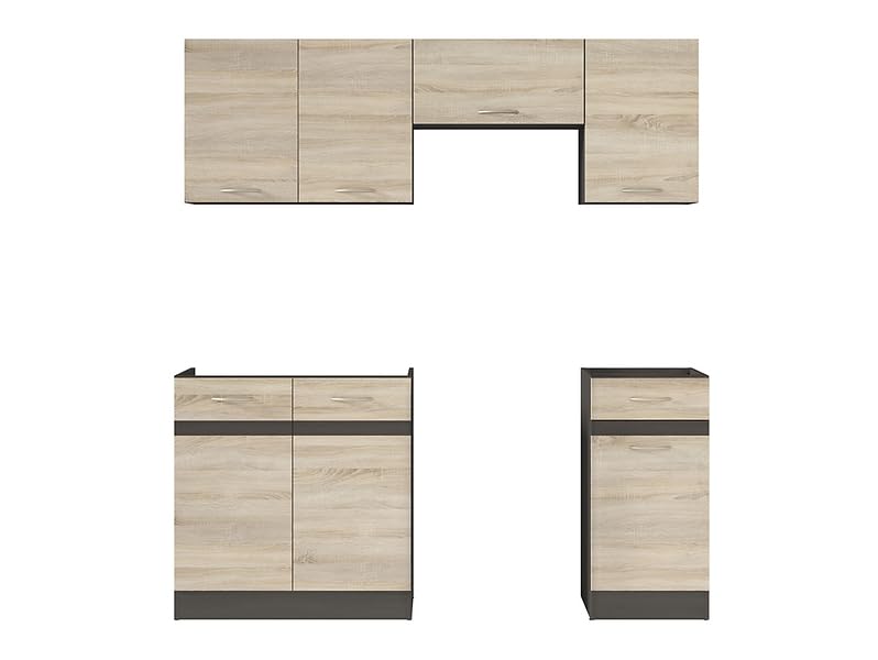 PEGANE Cuisine complète 180 cm,Ensemble de Meuble de Cuisine Coloris chêne Sonoma/Marron, Plan de Travail Inclus