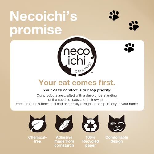 Image of Necoichi Cat Scratcher Bowl for Indoor Cats - Cat Scratching Lounger with Reversible Usability and Extra Comfort for Lounge, Cardboard Bed Couch / (XL, Oak)