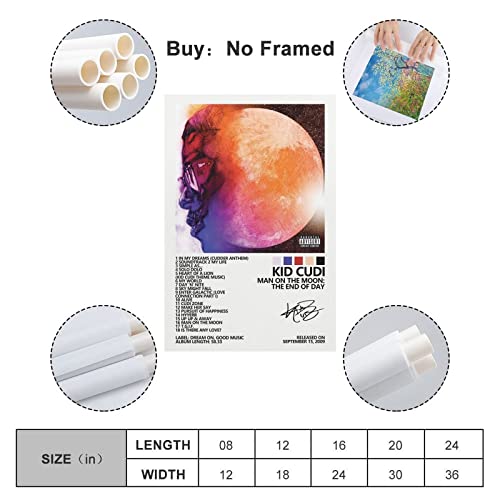 Kid Cudi Poster Man On The Moon Album Cover Poster For Room Aesthetic Canvas Wall Art Bedroom Docor 12X18Inch(30X45Cm) #TOP23