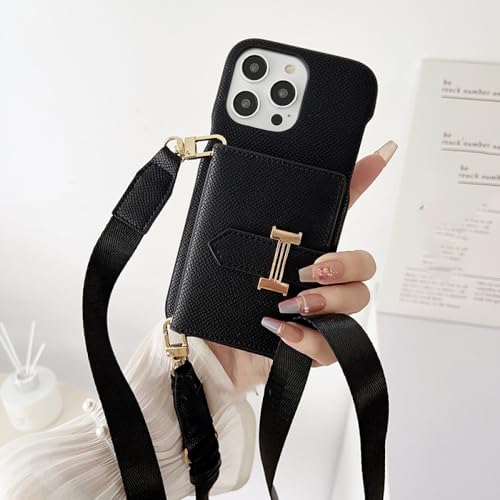 Portefeuille étui en cuir avec bandoulière pour iPhone 15 14 13 Pro Max