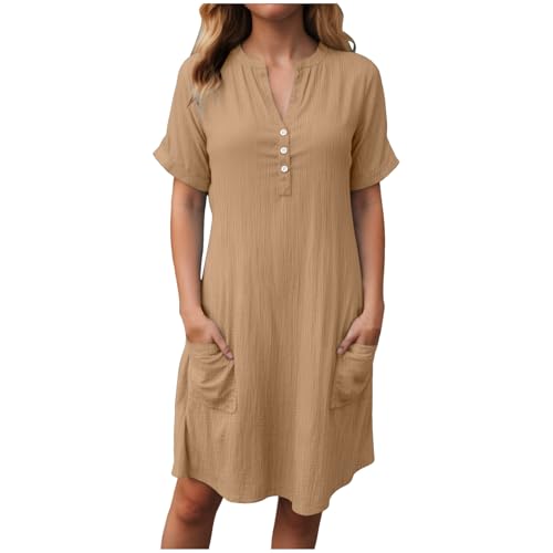 DhogSuai Musselin Kleid Damen Sommer Kurzarm...