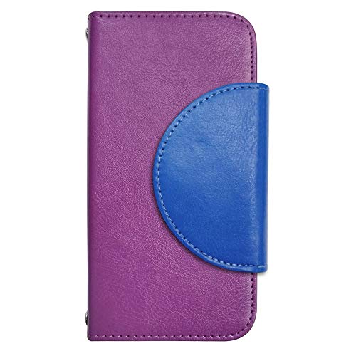 sslink iPhone17 Pro Max アイフォン17プロマックス 対応 ケース 手帳型 スマホケース 半月(ダークブルー) ベルト きせかえ belty おしゃれ (カバー色パープル) ダイアリータイプ 横開き カード収納 フリップ カバー スマ