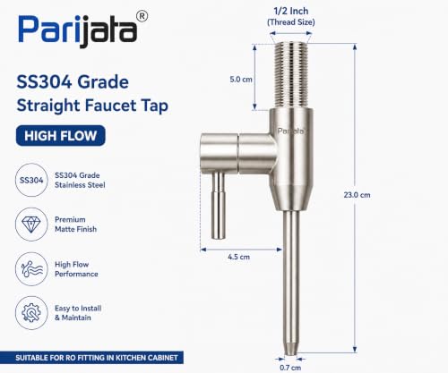 Image of PARIJATA SS 304 Grade Faucet Tap for Cabinet RO Water Purifiers (3 /8 inch pipe)
