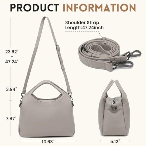 Bolso mediano de cuero genuino para mujer con correa desmontable miniatura 5
