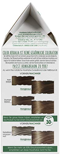 Foto von Garnier Haarfarbe, 100% Pflanzenhaarfarbe, für natürliche, glänzende Farbe, vegan, Color Herbalia, Honigbraun, 3x1 Stück
