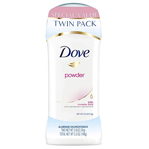 Image of Dove Antiperspirant Deodorant, Powder, Twin Pack (4 Count of 2.6 Ounce Each), 10.4 Ounce