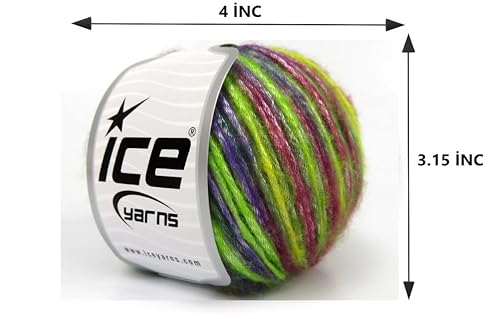 Image of Ice Yarn Lukche Picasso (3 Pack) Light Shinny Yarn Knitting Yarn Crochet Yarn for DIY Hand Knitting 44% Acrylic, 56% Polyester (3x1.76 Oz),(3x125 yds) (Green Shades, Burgundy, Purple)
