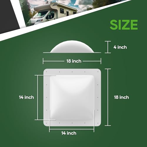 Image of RVGUARD RV Skylight Replacement, 18 inch x 18 inch Outer Dimension Skylight Fits All Standard 14 inch x 14 inch Openings, RV Skylight for Camper Trailer Fifth Wheel Truck, UV Resistant, Impact Resistant, White