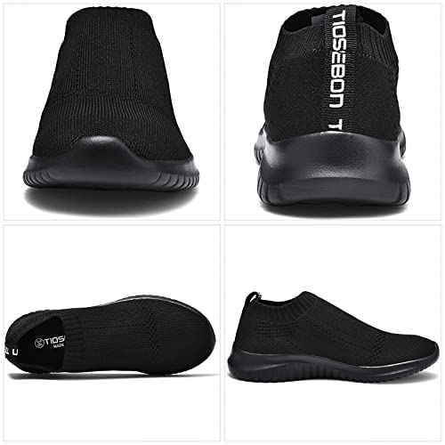 Tiosebon Women's Walking Sock Shoes Elastic Knit Lightweight Slip On Yoga Sneakers 7.5 Us All Black #TOP5
