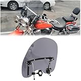 ECOTRIC Universal Tinted Windshield 19'x17' Compatible with Harley Davidson Suzuki Yamaha Honda Kawasaki Motorcycle Smoke Large Windscreen