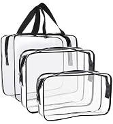 Clear Toiletry Bag Quart Size Bag Travel Makeup Cosmetic Bag PVC Toiletries Cosmetic Pouch for Wo...