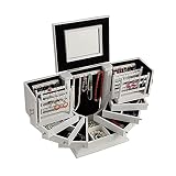 KINGX Jewellery Organizer Desktop Cabinet Shape 5 Layers Mirrored Jewelry Storage Expandable Armoire