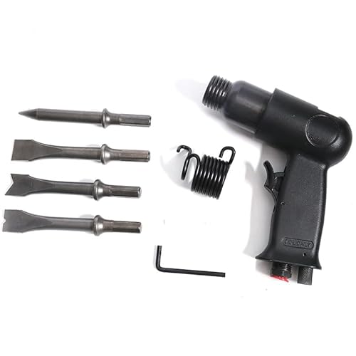 Nadelentroster Druckluft Nadelpistole mit 19 Nadeln und Lufthammer Pistole 4 Meißel Entroster Rostentferner Set（2 in 1/Schwaz）