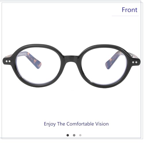 Image of Vintage Round Glasses for Men Women Retro Oval Blue Light Glasses Fake Nerd Eyeglasses