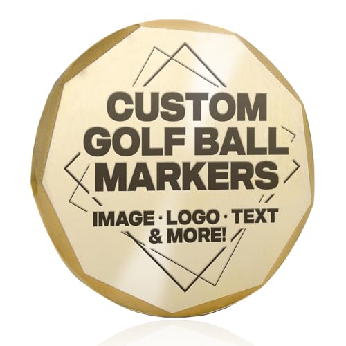 Custom Golf Ball Markers - 1.25' Inch Laser Engraved Heavy Weight Beveled Milled Edge Golfing Marker Coin With Customizable Text Image Logo Brand - Gift For Him Sports Fans (Brass)
