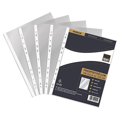 Preisvergleich Produktbild 100 Premium Prospekthüllen / DIN A4 / genarbt / extra Starke 120my